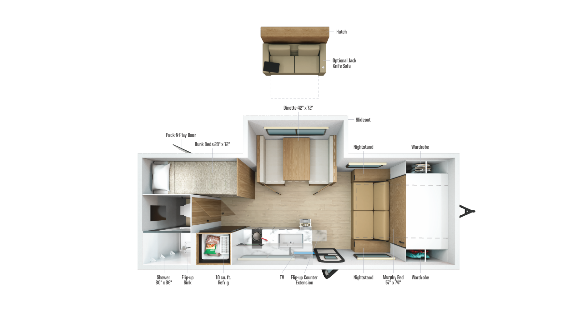 2026 Winnebago Micro Minnie FLX 2200MBH floor plan
